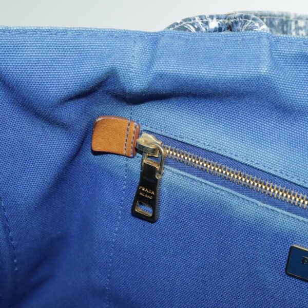 PRADA Canapa GM Hand Bag Canvas Blue Gold  bs18982