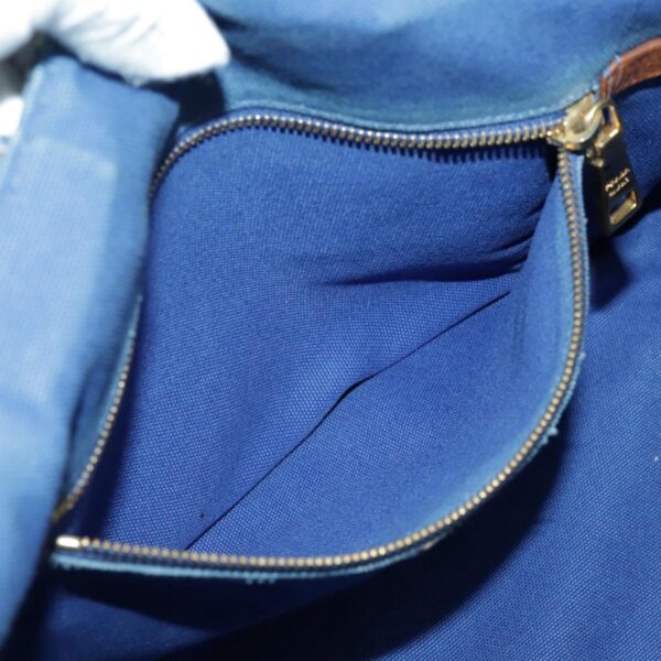 PRADA Canapa GM Hand Bag Canvas Blue Gold  bs18982