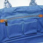 PRADA Canapa GM Hand Bag Canvas Blue Gold  bs18982