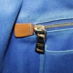 PRADA Canapa GM Hand Bag Canvas Blue Gold  bs18982
