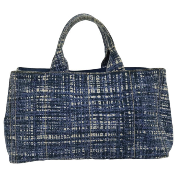 PRADA Canapa GM Hand Bag Canvas Blue Gold  bs18982