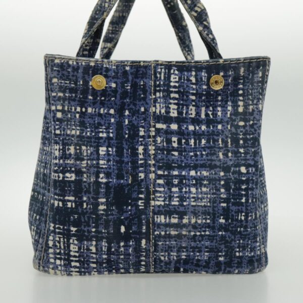 PRADA Canapa GM Hand Bag Canvas Blue Gold  bs18982