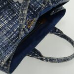 PRADA Canapa GM Hand Bag Canvas Blue Gold  bs18982