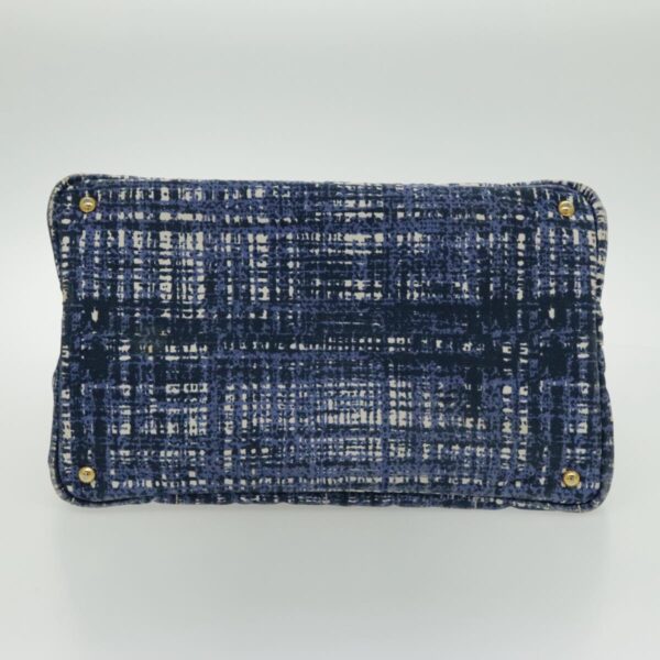 PRADA Canapa GM Hand Bag Canvas Blue Gold  bs18982