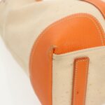 PRADA Tote Bag Canvas Leather Beige Orange Silver  bs19186