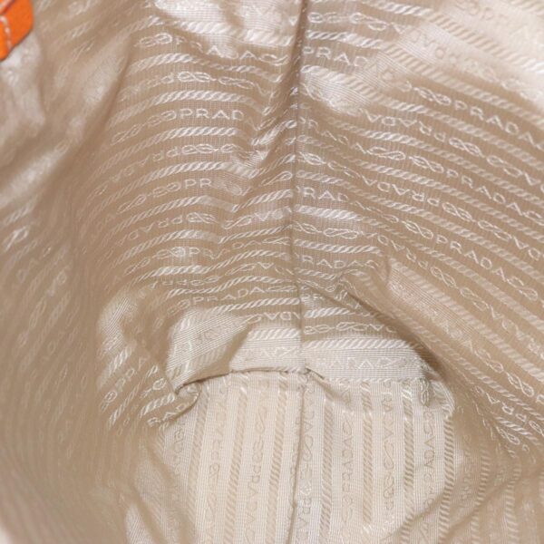 PRADA Tote Bag Canvas Leather Beige Orange Silver  bs19186