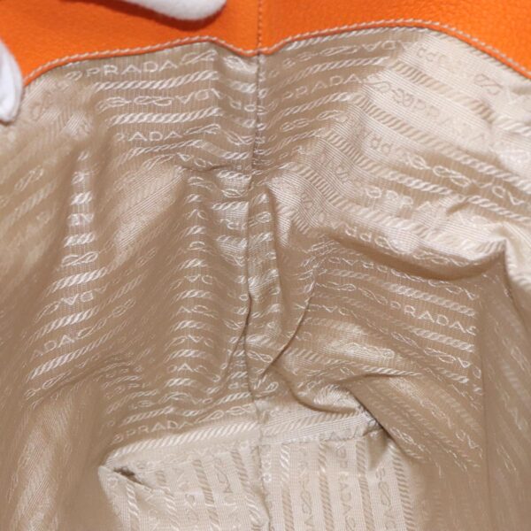 PRADA Tote Bag Canvas Leather Beige Orange Silver  bs19186
