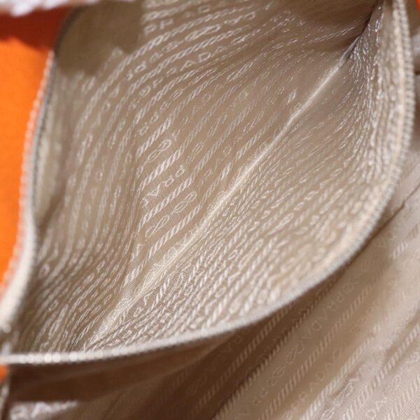 PRADA Tote Bag Canvas Leather Beige Orange Silver  bs19186