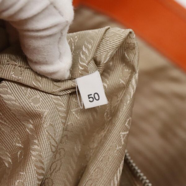 PRADA Tote Bag Canvas Leather Beige Orange Silver  bs19186