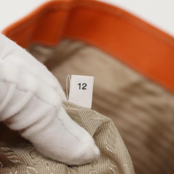 PRADA Tote Bag Canvas Leather Beige Orange Silver  bs19186