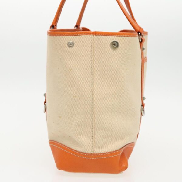 PRADA Tote Bag Canvas Leather Beige Orange Silver  bs19186