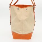 PRADA Tote Bag Canvas Leather Beige Orange Silver  bs19186