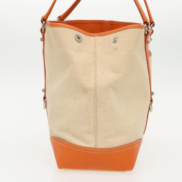 PRADA Tote Bag Canvas Leather Beige Orange Silver  bs19186