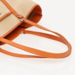 PRADA Tote Bag Canvas Leather Beige Orange Silver  bs19186