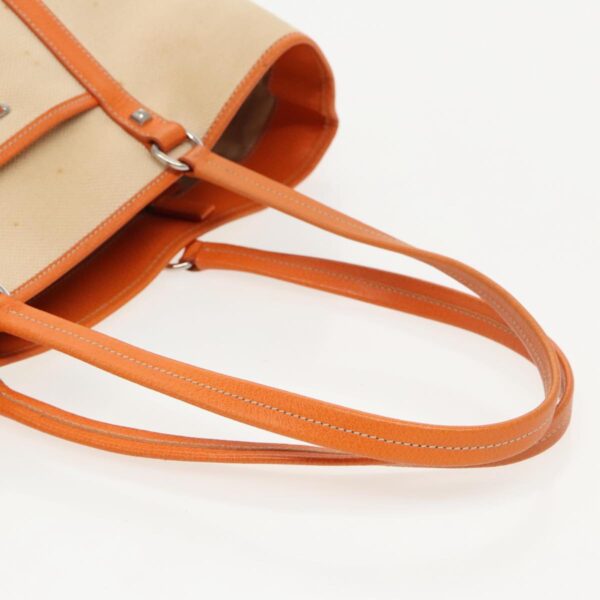 PRADA Tote Bag Canvas Leather Beige Orange Silver  bs19186