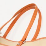 PRADA Tote Bag Canvas Leather Beige Orange Silver  bs19186
