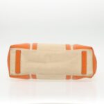 PRADA Tote Bag Canvas Leather Beige Orange Silver  bs19186