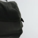 PRADA Chain Shoulder Bag Nylon Leather Khaki Dark Brown Silver  bs19187