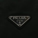 PRADA Chain Shoulder Bag Nylon Leather Khaki Dark Brown Silver  bs19187