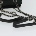 PRADA Chain Shoulder Bag Nylon Leather Khaki Dark Brown Silver  bs19187