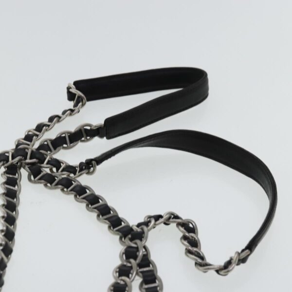 PRADA Chain Shoulder Bag Nylon Leather Khaki Dark Brown Silver  bs19187