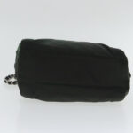 PRADA Chain Shoulder Bag Nylon Leather Khaki Dark Brown Silver  bs19187