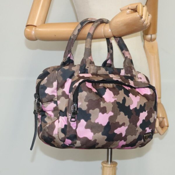 PRADA Hand Bag Canvas Pink Silver  bs19229