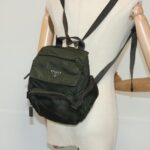 PRADA Backpack Nylon Khaki Silver  bs19233