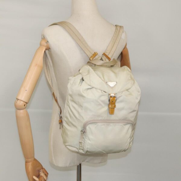 PRADA Backpack Nylon Cream Silver  bs19316