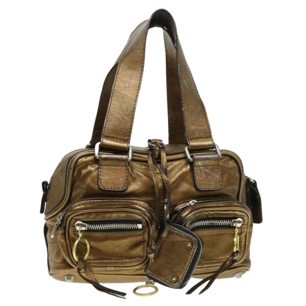 Chloe Hand Bag Leather Gold 6HS184-50 bs4554