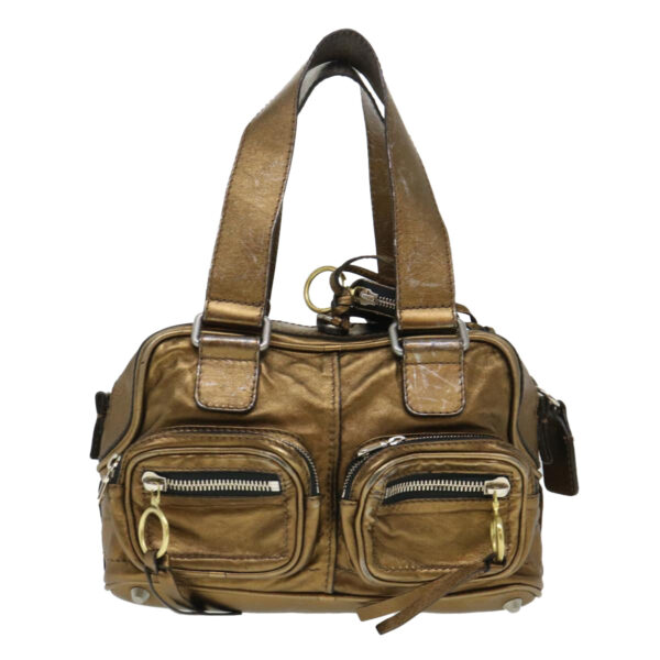 Chloe Hand Bag Leather Gold 6HS184-50 bs4554