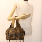 Chloe Hand Bag Leather Gold 6HS184-50 bs4554