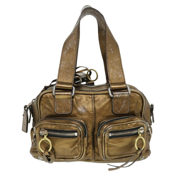 Chloe Hand Bag Leather Gold 6HS184-50 bs4554