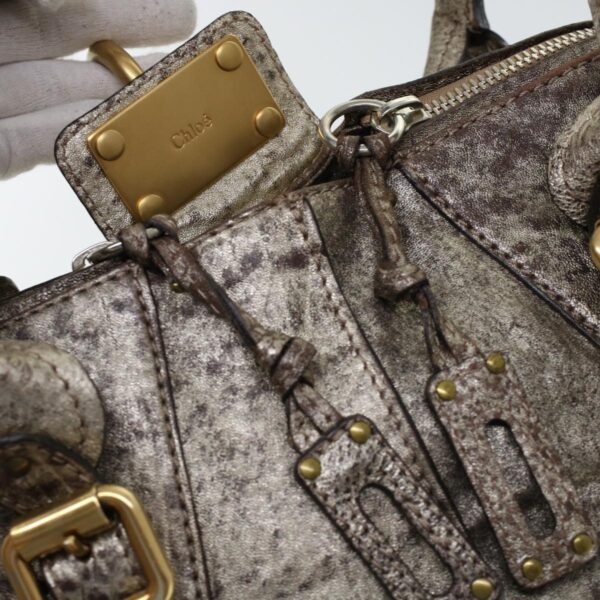 Chloe Shoulder Bag Leather Silver 04-07-53-2 bs5080