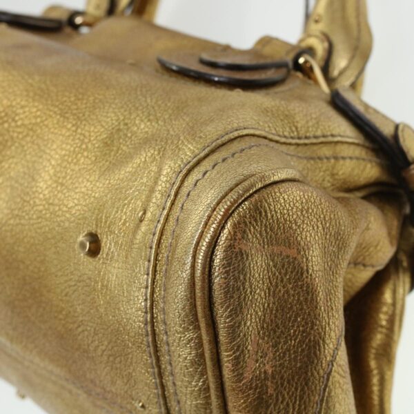 Chloe Paddington Hand Bag Leather Gold 03-09-51-5811 bs5464