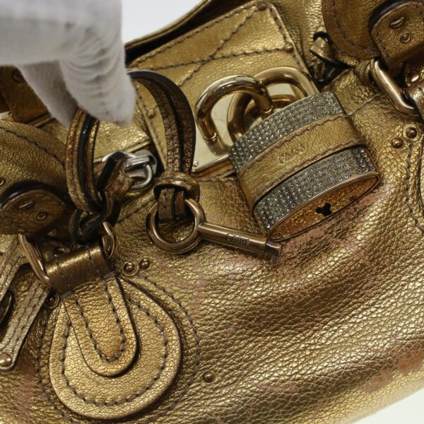 Chloe Paddington Hand Bag Leather Gold 03-09-51-5811 bs5464