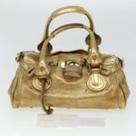 Chloe Paddington Hand Bag Leather Gold 03-09-51-5811 bs5464