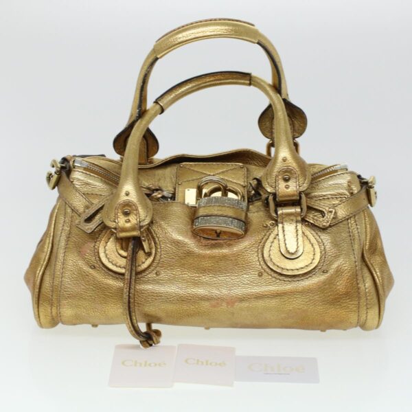 Chloe Paddington Hand Bag Leather Gold 03-09-51-5811 bs5464