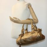 Chloe Paddington Hand Bag Leather Gold 03-09-51-5811 bs5464