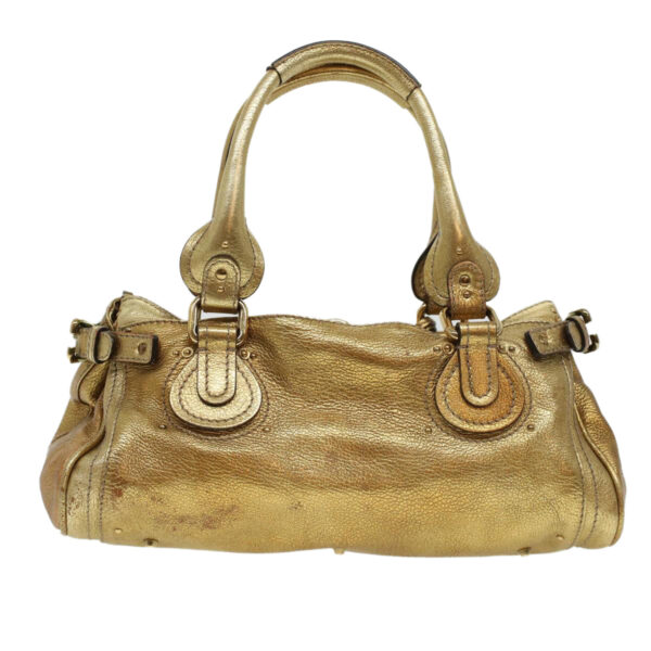 Chloe Paddington Hand Bag Leather Gold 03-09-51-5811 bs5464