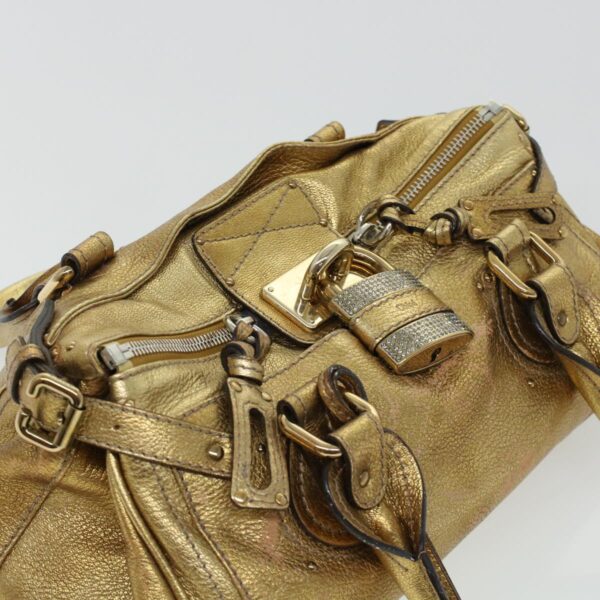 Chloe Paddington Hand Bag Leather Gold 03-09-51-5811 bs5464