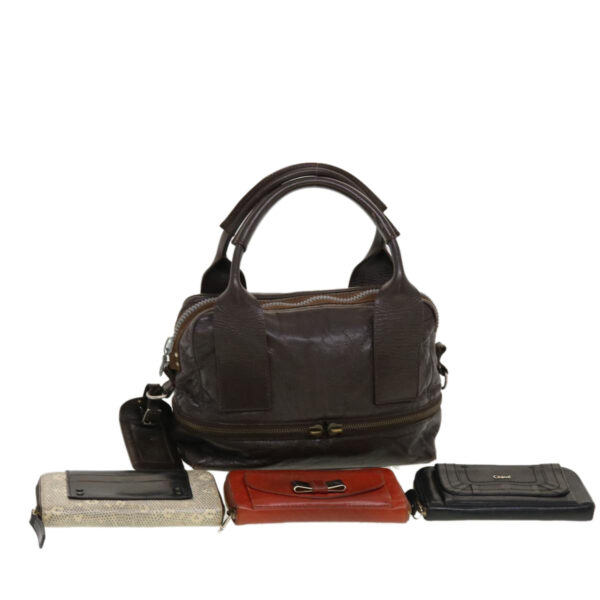 Chloe Wallet Hand Bag Leather 4Set Brown Red black bs5553
