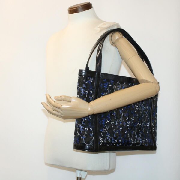 Chloe Mesh Floral Tote Bag Nylon Black bs5942