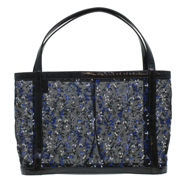 Chloe Mesh Floral Tote Bag Nylon Black bs5942