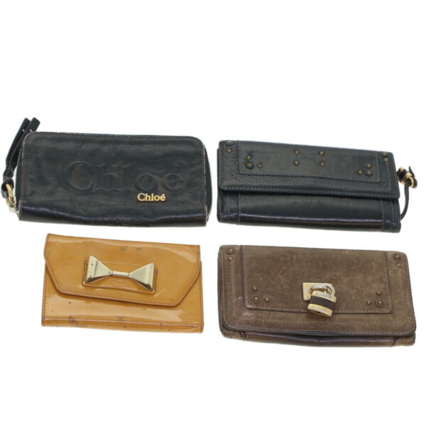 Chloe Wallet Enamel Leather 4Set Black Brown bs6293