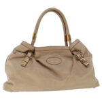 Chloe Victoria Hand Bag Leather Beige bs6433