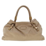 Chloe Victoria Hand Bag Leather Beige bs6433