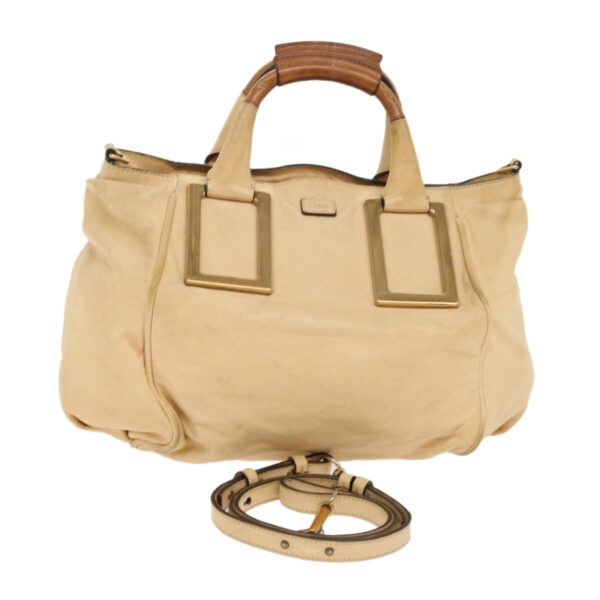 Chloe Hand Bag Leather 2way Shoulder Bag Beige 02-11-50 bs6747