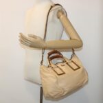Chloe Hand Bag Leather 2way Shoulder Bag Beige 02-11-50 bs6747