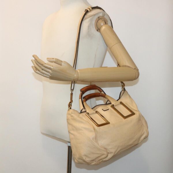 Chloe Hand Bag Leather 2way Shoulder Bag Beige 02-11-50 bs6747